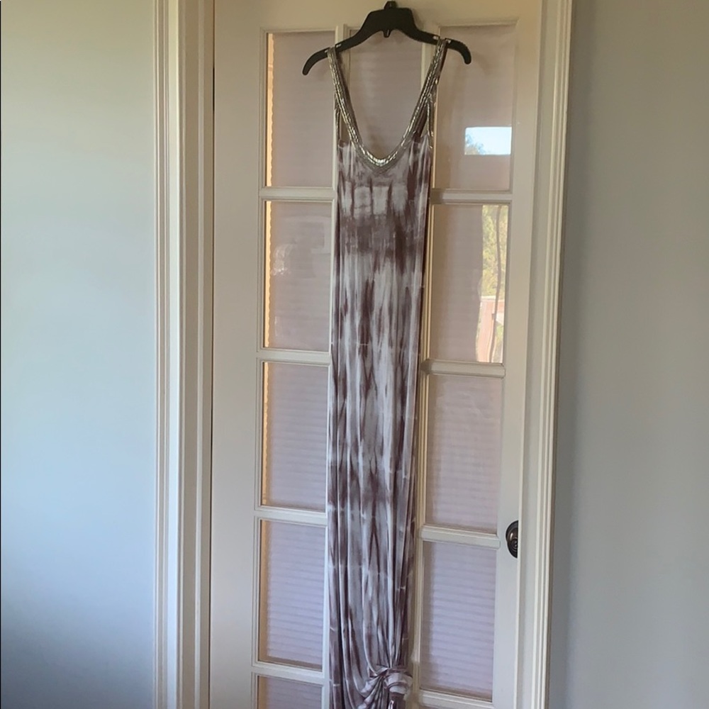 Brown and white tie dye maxi dress